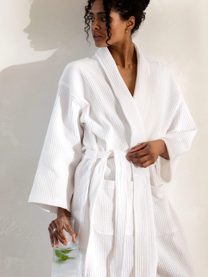 Spa Waffle Bathrobe - White