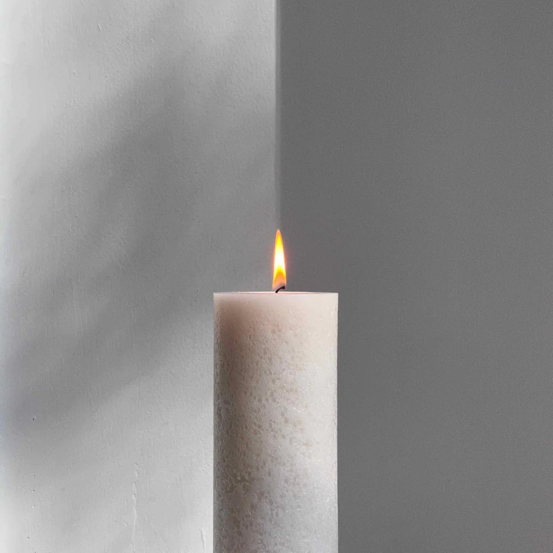 Slim Textured Pillar Candle - Sandstone