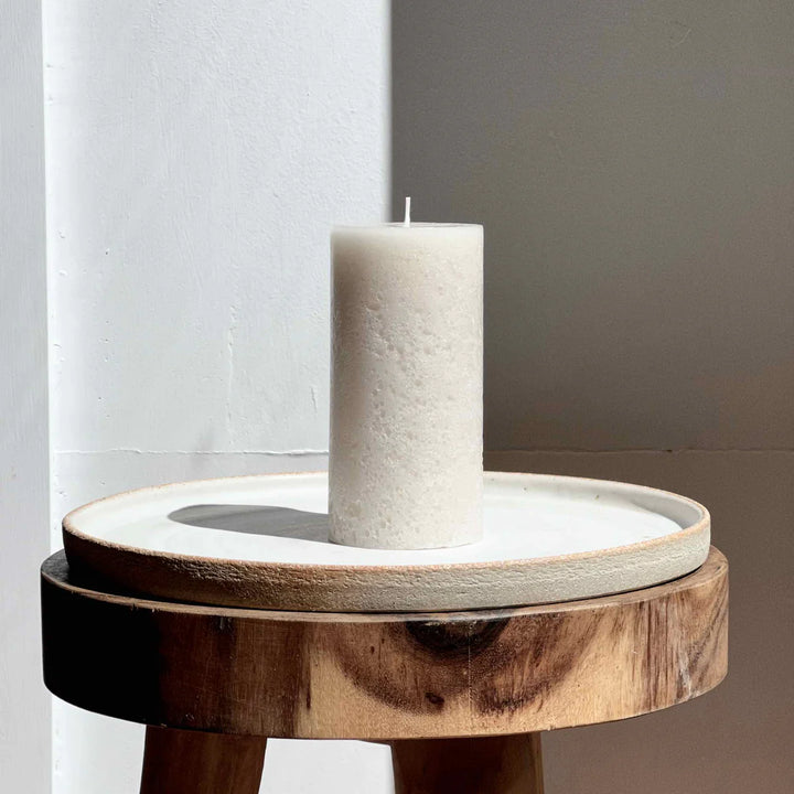 Slim Textured Pillar Candle - Sandstone