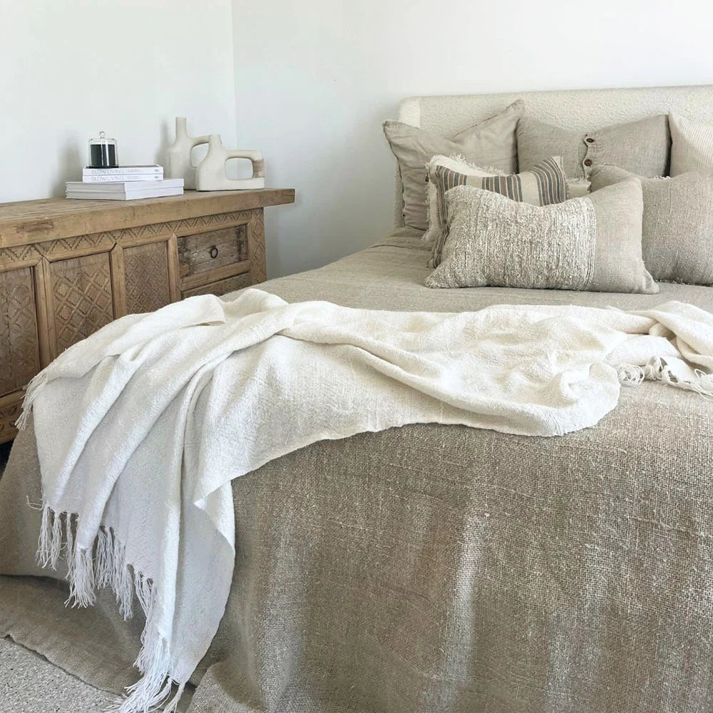 Bedouin Oversized Linen Throw - Ivory 200x140cm