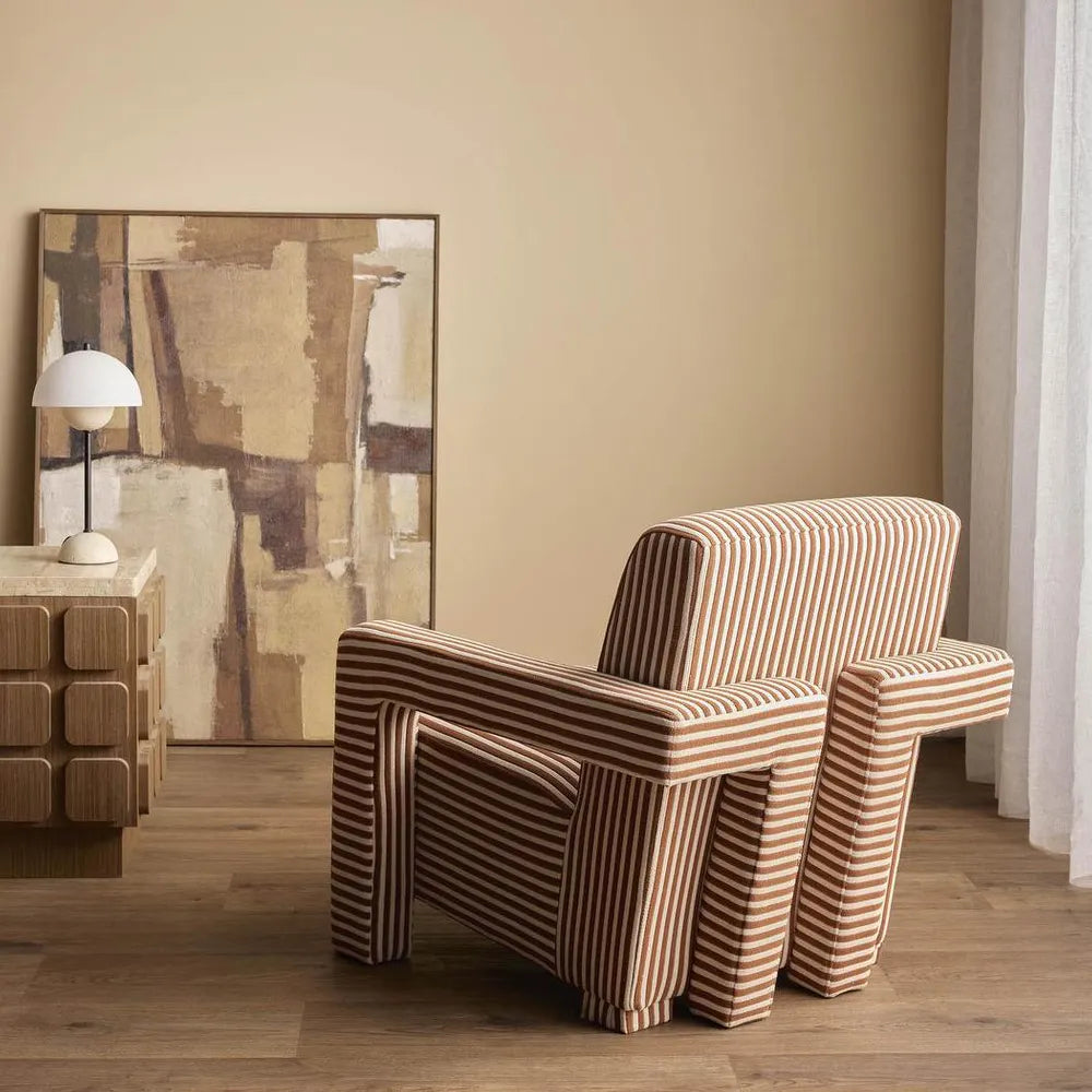 'Clayton' Armchair - Terracotta Stripe