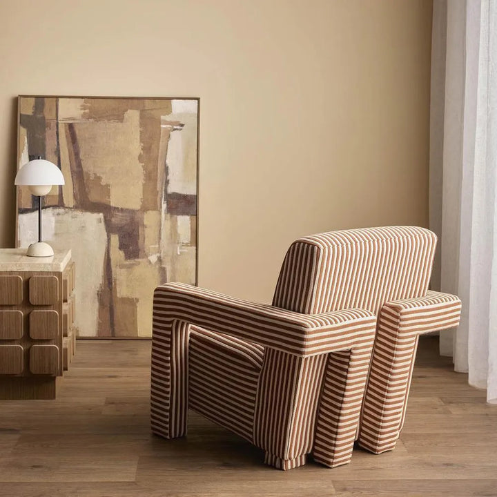 'Clayton' Armchair - Terracotta Stripe