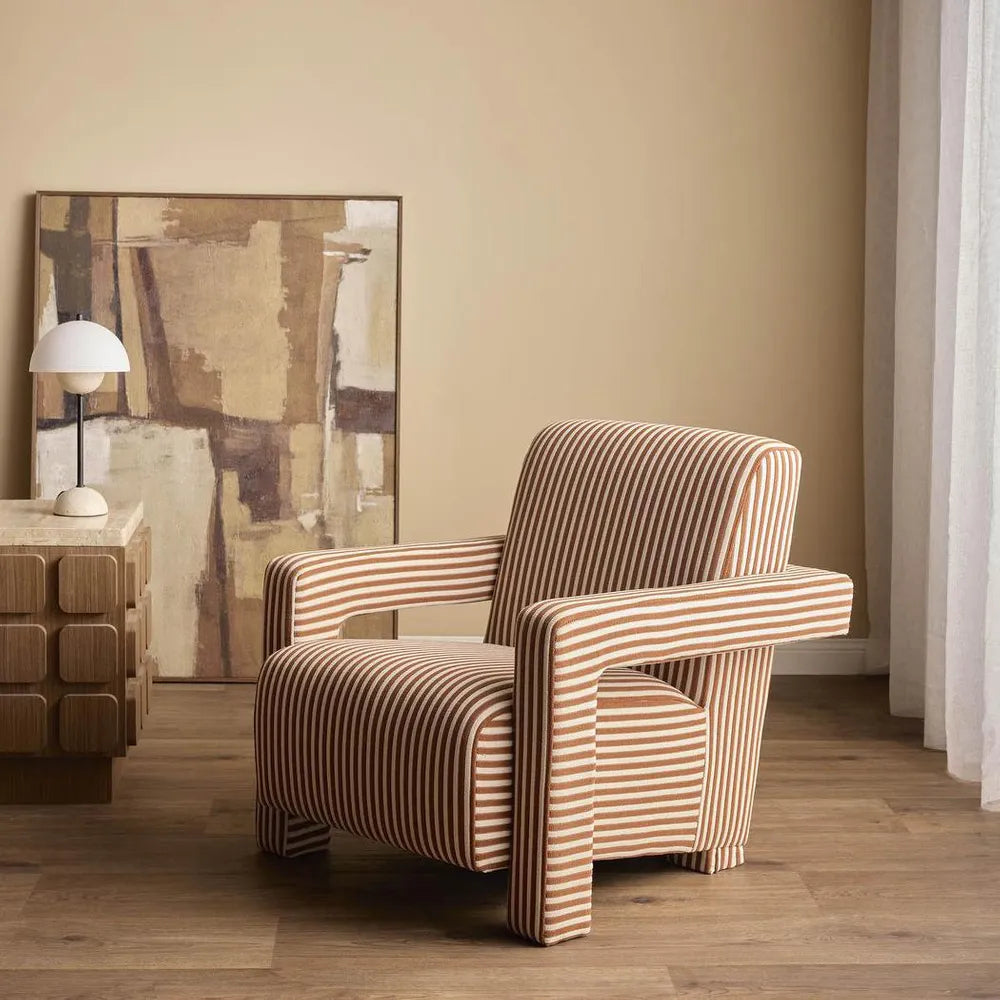 'Clayton' Armchair - Terracotta Stripe