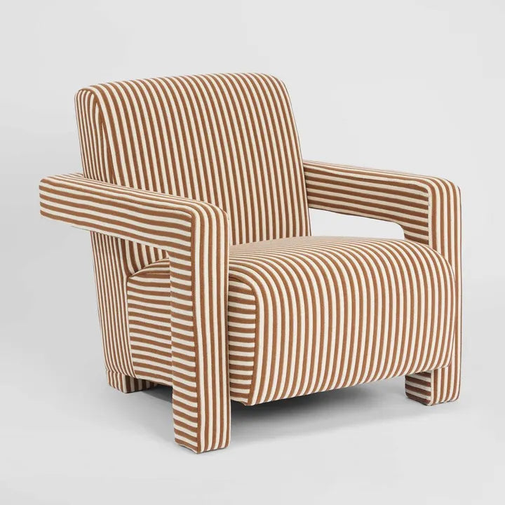 'Clayton' Armchair - Terracotta Stripe