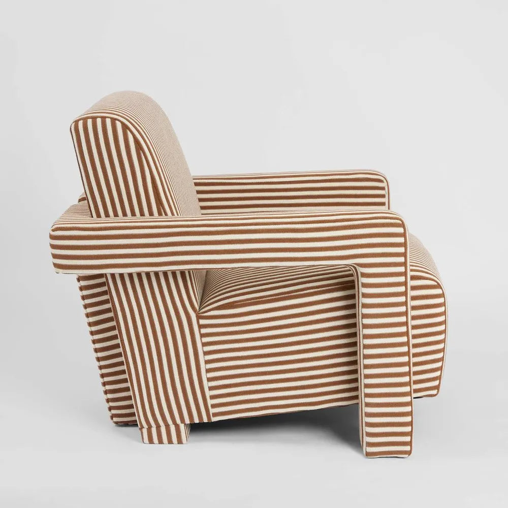 'Clayton' Armchair - Terracotta Stripe