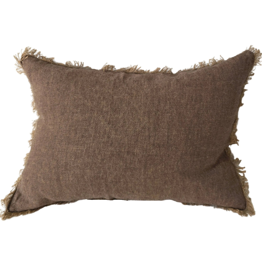 Della Pure Linen Cushion w/ Fringe - Rust Dark Mocha - 40x60cm