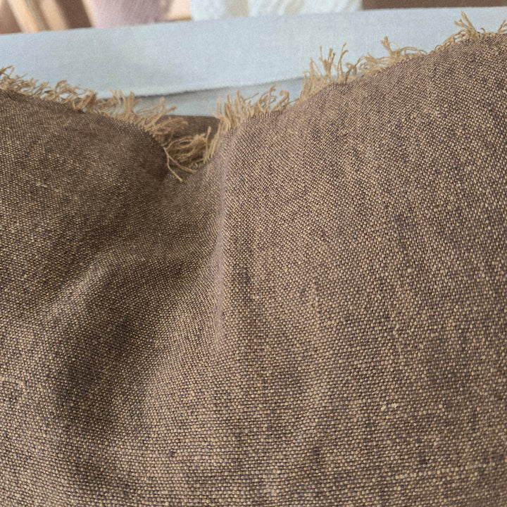 Della Pure Linen Cushion w/ Fringe - Rust Dark Mocha - 40x60cm