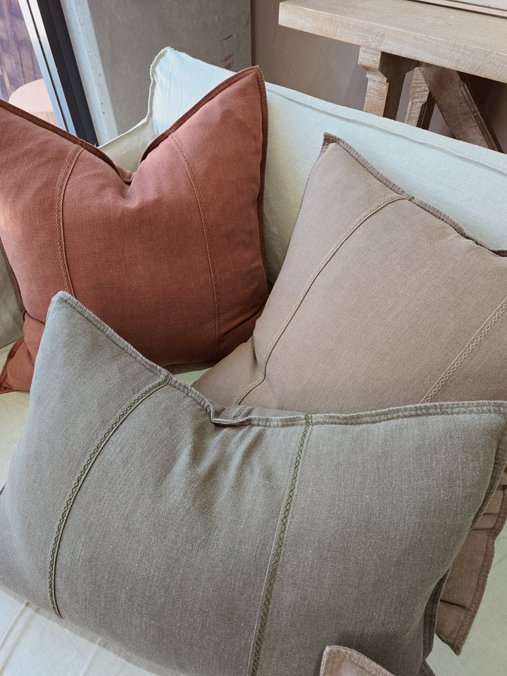 Eveleigh Linen Cotton Cushion 55cm - Cinnabar Red